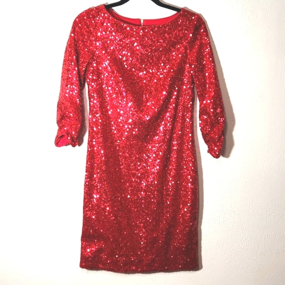 Vince Camuto Brilliant Red Sequined Dress Size 4 - Picture 1 of 10